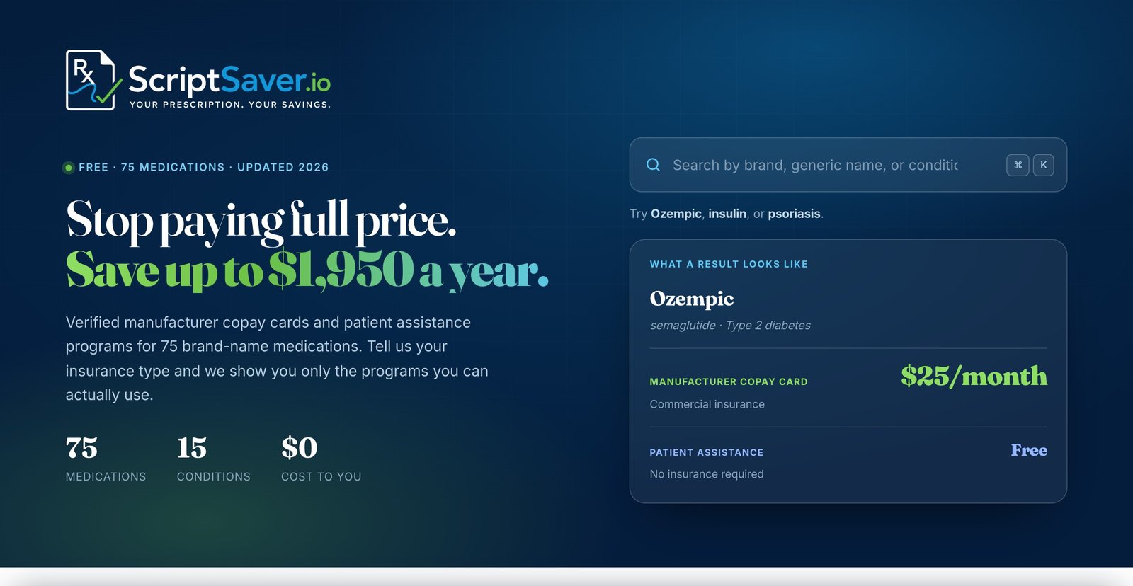 ScriptSaver prescription savings tool